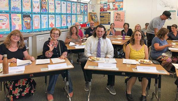In Santa Cruz, the new Federation of Retired Educational Personnel joins the faculty and classified AFT unions during interviews for potential school board candidates.